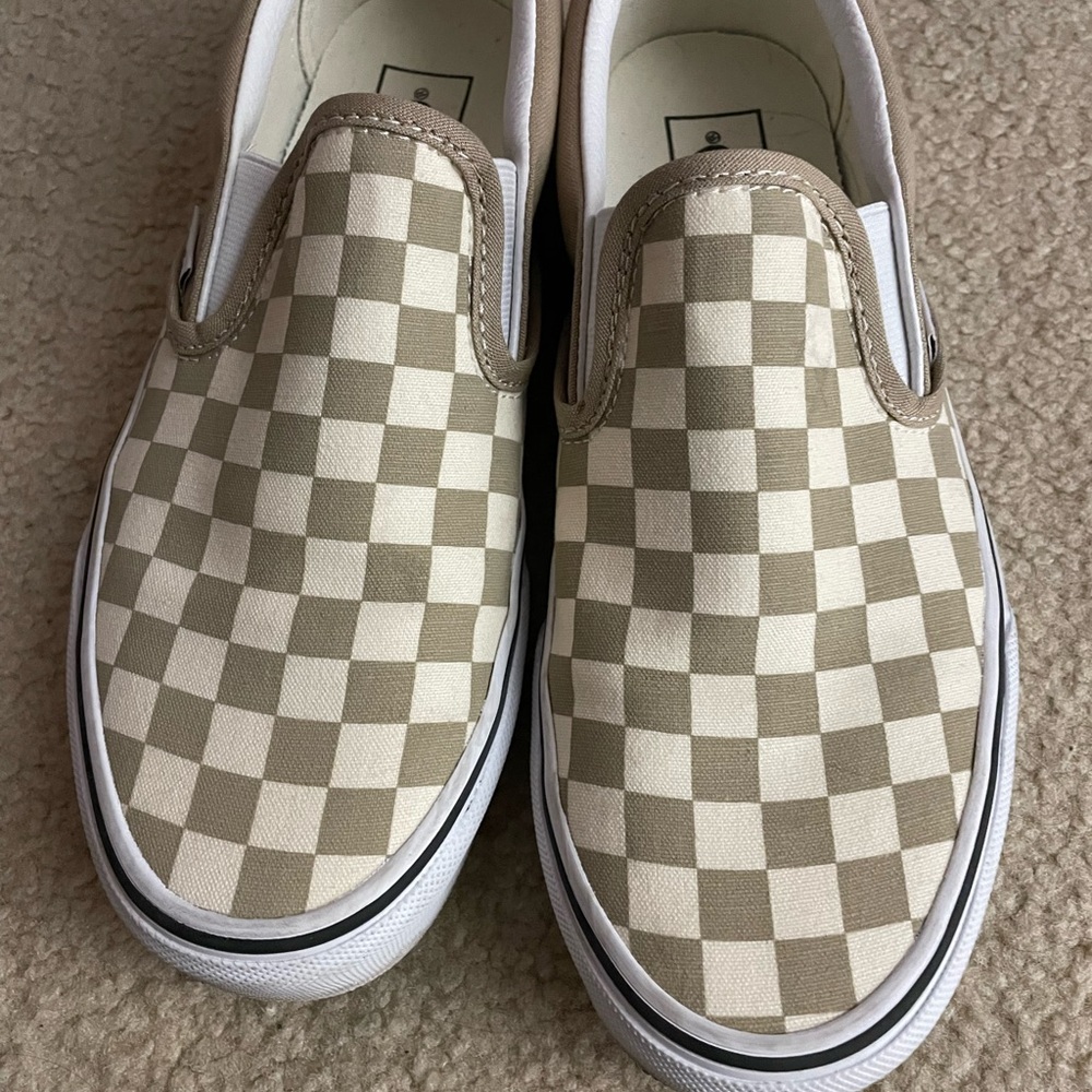 Checkered slip on vans